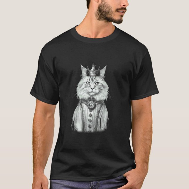 T-shirt Chat royal portant une couronne (Devant)