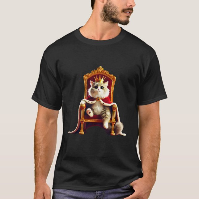T-shirt Chat Royal Roi Drôle Mignon Mème Chaton Couronne C (Devant)