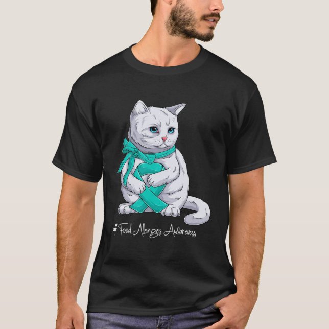 T-shirt Chat Ruban de Téal Mois de la sensibilisation aux  (Devant)