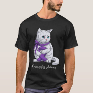 T-shirt Chat Ruban Violet Mois de Sensibilisation à la Cra