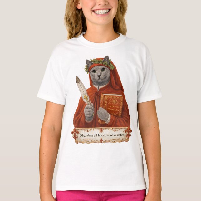 T-shirt Chat Russe Bleu Dante Alighieri (Devant)