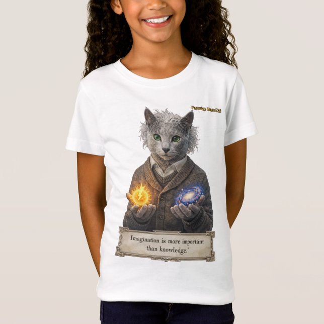 T-Shirt Chat Russe Bleu Einstein - Imagination (Devant)