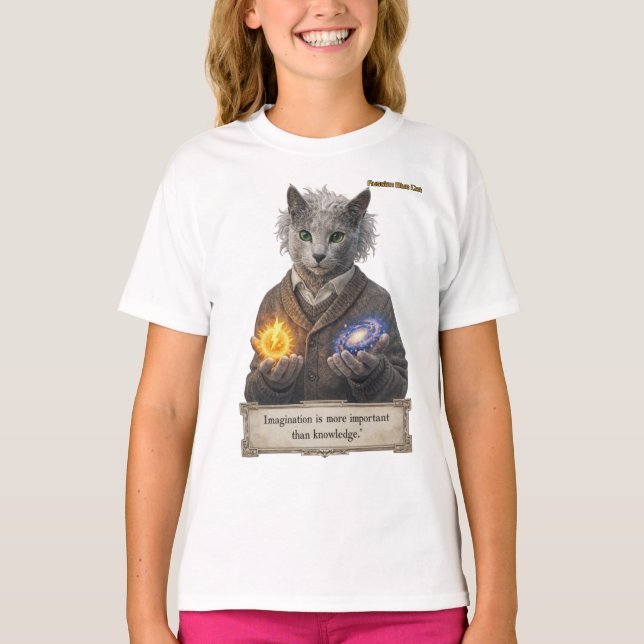 T-shirt Chat Russe Bleu Einstein - Imagination (Devant)