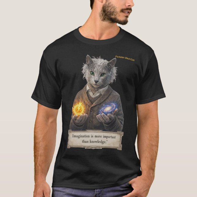T-shirt Chat Russe Bleu Einstein - Imagination (Devant)