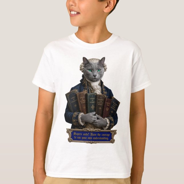 T-shirt Chat russe bleu Emmanuel Kant (Devant)