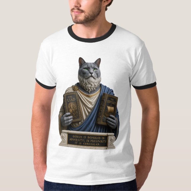 T-shirt Chat Russe Bleu Homère (Devant)