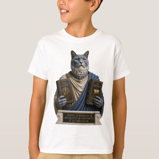 T-shirt Chat Russe Bleu Homère (Devant)