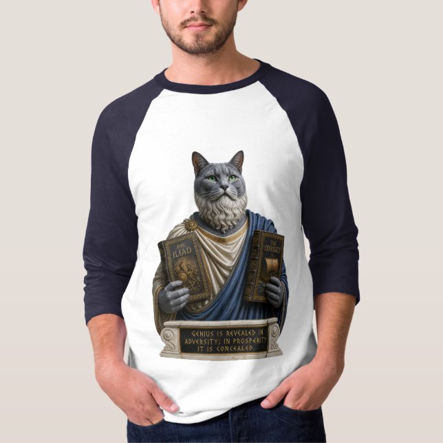 T-shirt Chat Russe Bleu Homère (Devant)