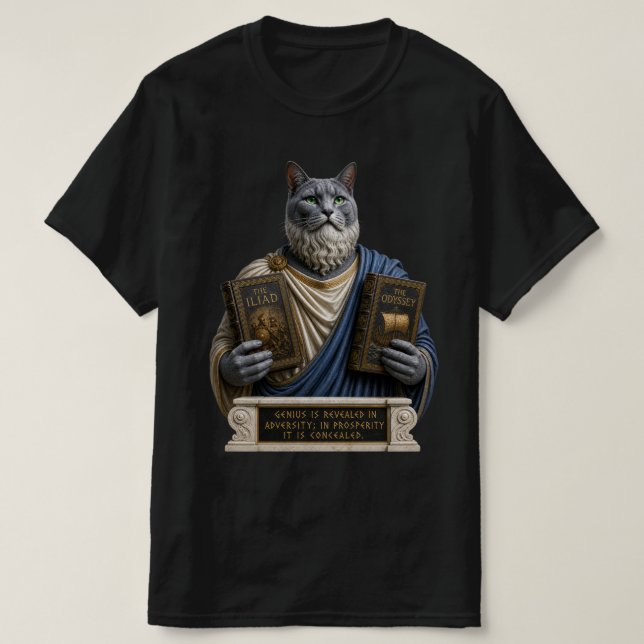 T-shirt Chat Russe Bleu Homère (Design devant)