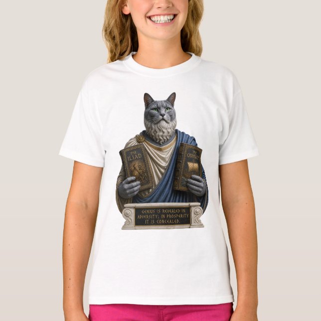 T-shirt Chat Russe Bleu Homère (Devant)