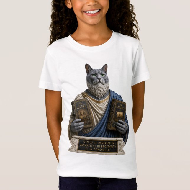 T-Shirt Chat Russe Bleu Homère (Devant)
