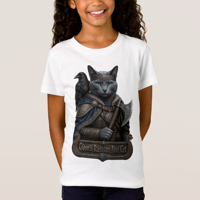 T-Shirt Chat Russe Bleu Noble Odin (Devant)