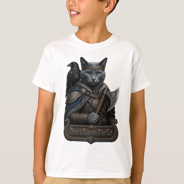 T-shirt Chat Russe Bleu Noble Odin (Devant)