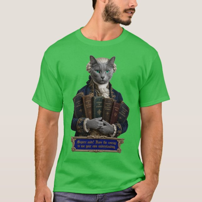 T-shirt Chat Russian Blue Emmanuel Kant (Devant)