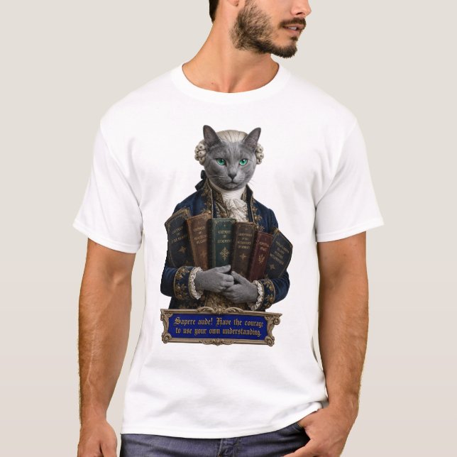 T-shirt Chat Russian Blue Emmanuel Kant (Devant)