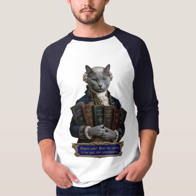 T-shirt Chat Russian Blue Emmanuel Kant (Devant)
