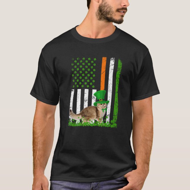 T-shirt Chat Saint Patrick's Day Amusant Amoureux des chat (Devant)