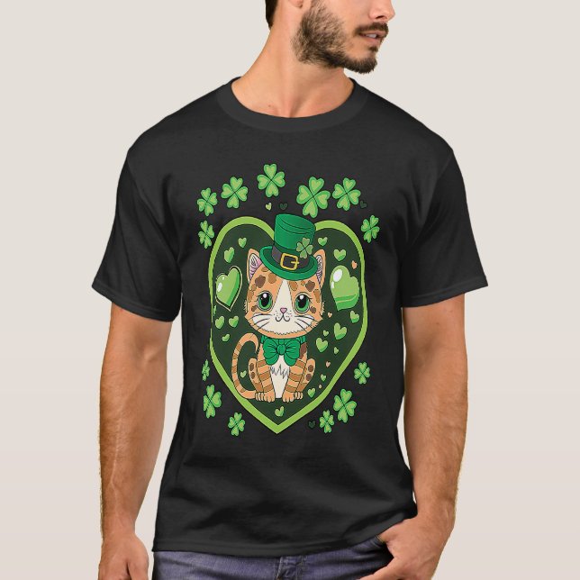 T-shirt Chat Saint Patrick's Day Leprechaun Mignon 2023 (Devant)