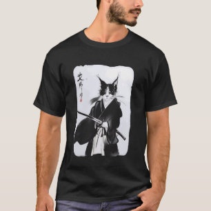 T-shirt Chat Samouraï Art de Guerrier Japonais Ukiyo-e Vin