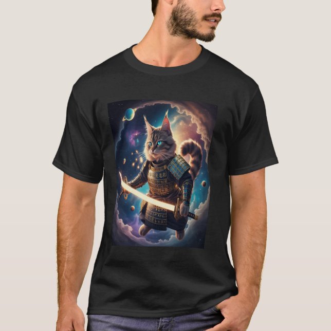 T-shirt Chat Samouraï Astral Gardien des Vagues Célestes (Devant)