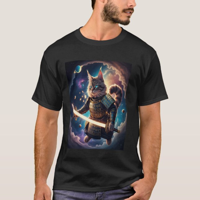 T-shirt Chat Samouraï Astral Gardien des Vagues Célestes (Devant)