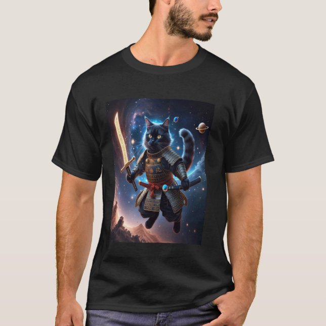 T-shirt Chat Samouraï Astral Gardien des Vagues Célestes (Devant)