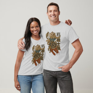 T-shirt "Chat samouraï avec masque kitsune et art du poiss