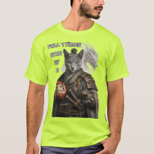T-shirt Chat Samouraï Bleu Russe