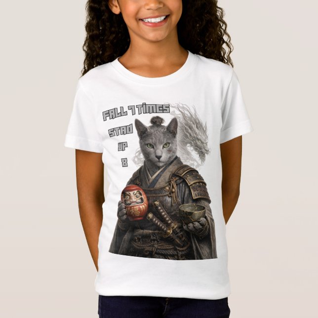 T-Shirt Chat Samouraï Bleu Russe (Devant)