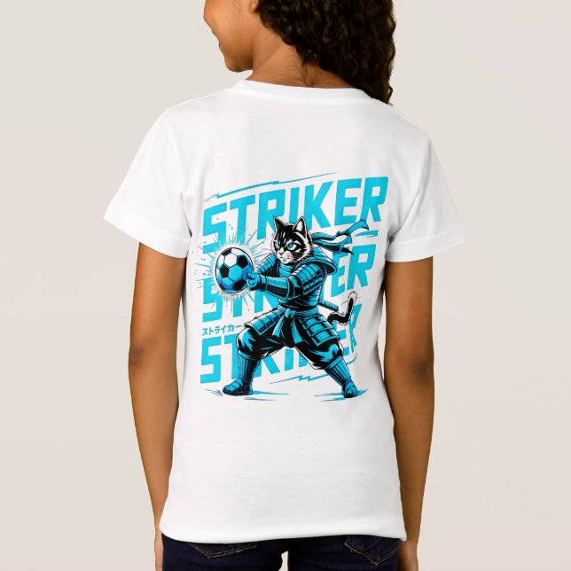 T-Shirt Chat Samouraï Cool Attaquant de Football - Cadeau  (Dos)