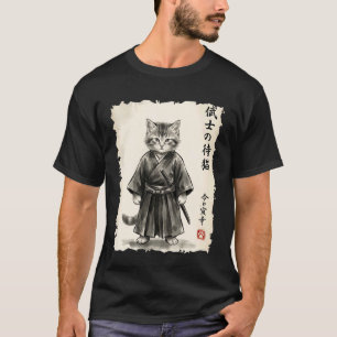 T-shirt Chat Samouraï Guerrier Art Japonais Kawaii Anime C