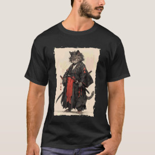 T-shirt Chat Samouraï - Japon Guerrier Katana Puissance 1