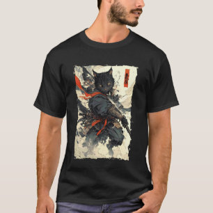 T-shirt Chat Samouraï - Japon Guerrier Katana Puissance 1