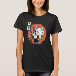T-shirt Chat Samouraï Japonais Esthétique Japon Drapeau So