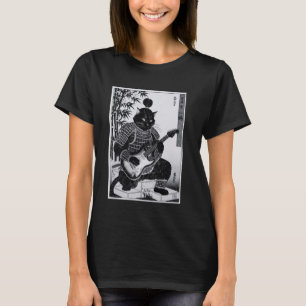T-shirt Chat Samouraï Japonais Jouant De La Guitare Électr