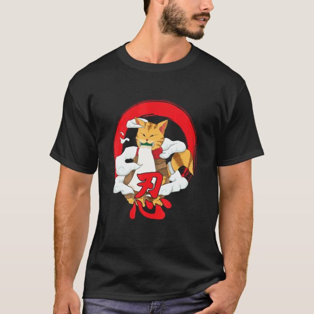 T-shirt Chat Samouraï Japonais Pour Tous Les Chats (Devant)
