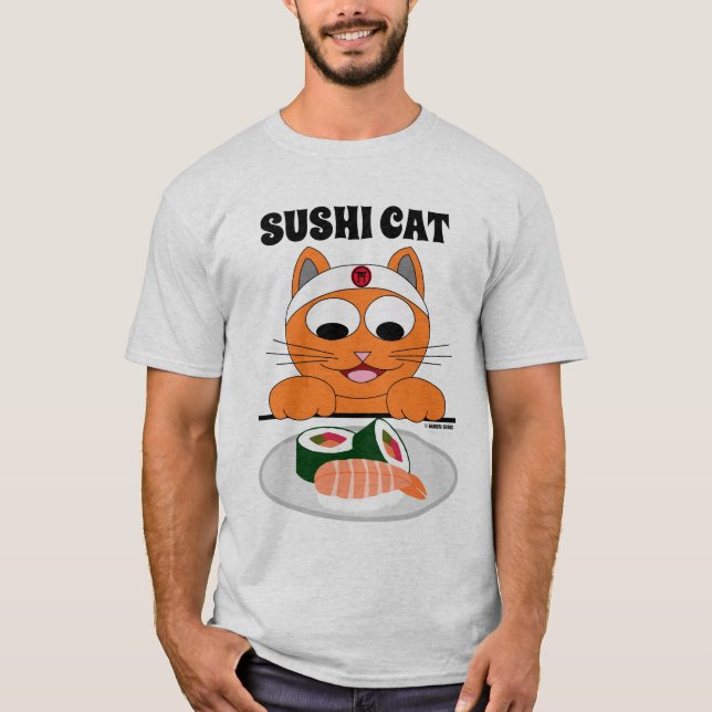 T-shirt Chat Samouraï Japonais Sushi CAT (Devant)