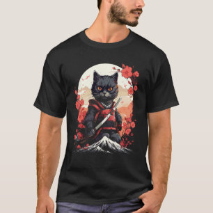 T-shirt Chat Samouraï Ninja Guerrier Japon Ancien Félin