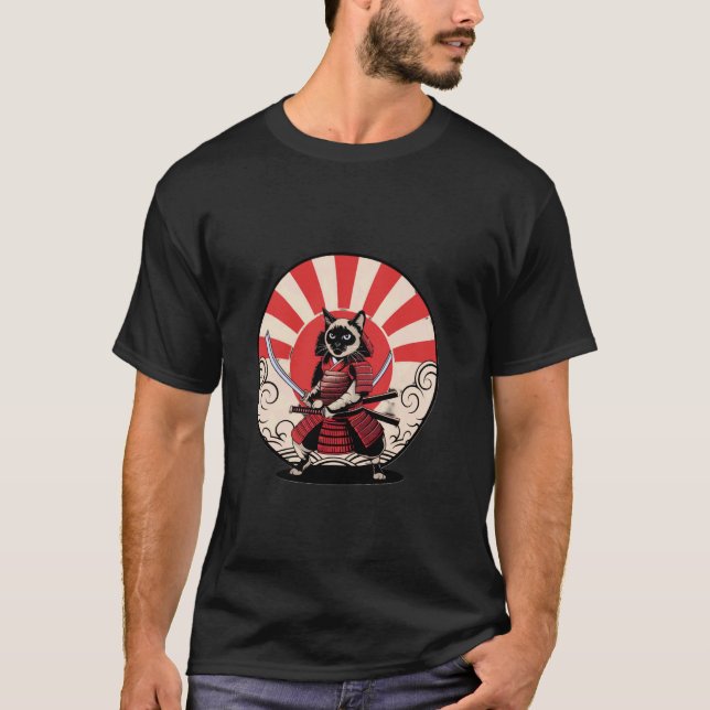 T-shirt Chat Samouraï Rétro (Devant)