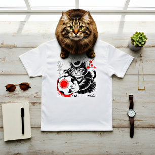 T-shirt Chat Samouraï Stylé Japon Football Pour Les Fans D