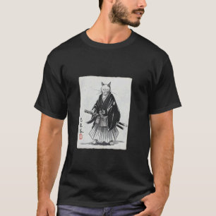 T-shirt Chat Samouraï Ukiyo-e encre d'art u2013 Guerrier J