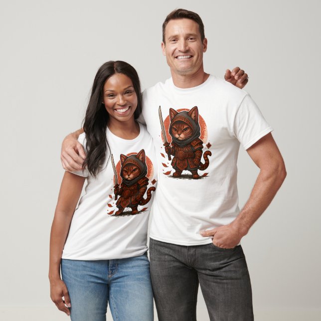 T-shirt Chat Samurai, Guerrier Kitten (Unisexe)