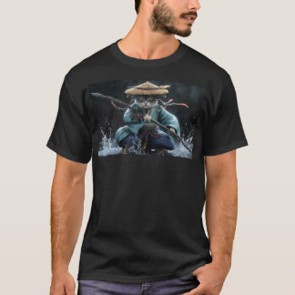 T-shirt Chat Samurai, Ninja, Feline