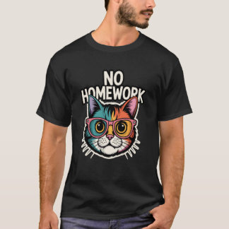 T-shirt Chat sans devoirs retour à l'école