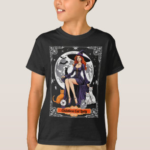 T-shirt Chat sans enfants Lady Halloween sorcière Chats de