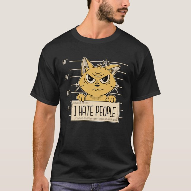 T-shirt Chat Sarcasme Je déteste les gens (Devant)