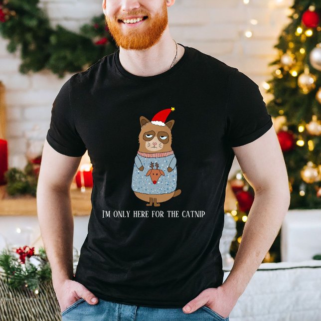 T-shirt Chat Sarcastique portant un laide de Noël moche (Créateur téléchargé)