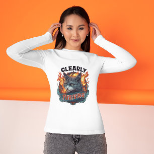 T-shirt Chat Sassy en Flammes – Clairement en Thrève