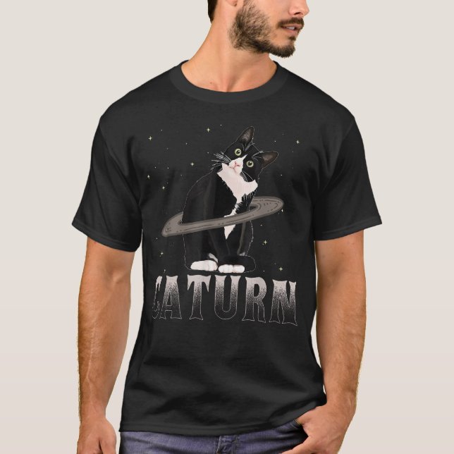 T-shirt Chat Saturne Maman Chat Papa Chat Espace (Devant)