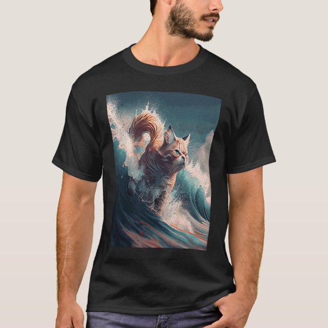T-shirt Chat sautant des vagues (Devant)